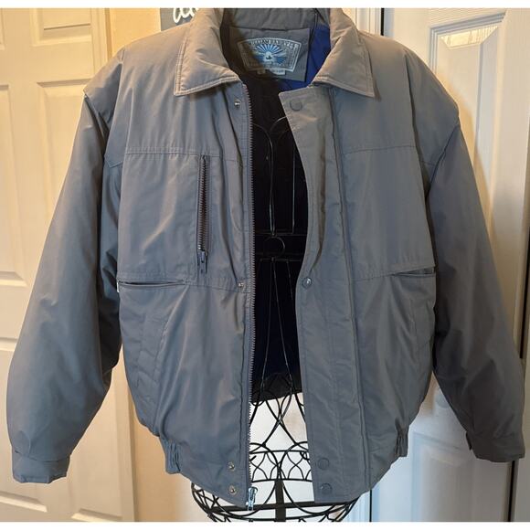William Barry Other - Vintage William Barry Struggle Gear Heavy Bomber Jacket Full Zip Padded Lge Gray